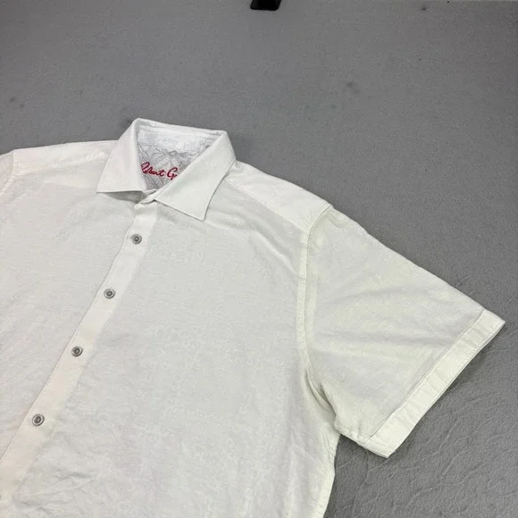 Robert Graham Linen Shirt Mens 2XL White Embroidered Button Up Beach Casual - Picture 1 of 11